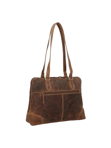 Greenburry Vintage Shopper Tasche Leder 37 cm Laptopfach in brown