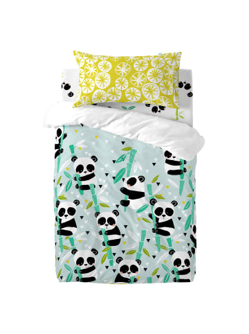 Happy Friday Panda garden blue Bettbezug set 2 teiliges