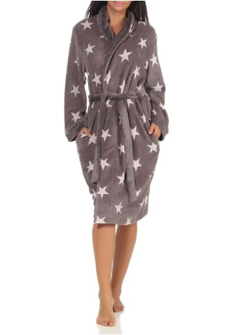 NORMANN Bademantel Sterne Morgenmantel Coralfleece - 51272 in grau