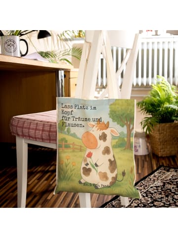 Mr. & Mrs. Panda Tote Bag Kuh Design mit Spruch in Weiß