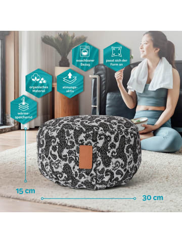 DoYourFitness Yoga-Kissen Vishnu gefüllt Buchweizen weiß/schwarz rund Style 3 Schwarz