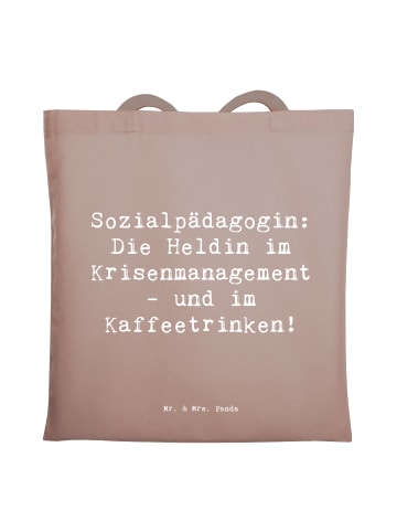 Mr. & Mrs. Panda Tragetasche Spruch Sozialpädagogin mit Spruch in Braun Pastell