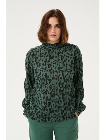 Kaffe Langarm-Bluse KAluna Regular fit in Green/Black Graphic Print