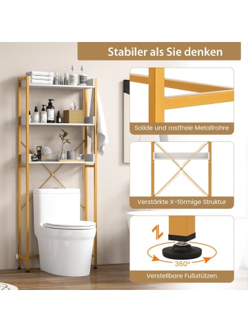 COSTWAY Toilettenregal 3-stufig in Gold