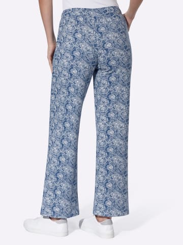 Sieh an! Freizeithose in jeansblau-ecru-bedruckt