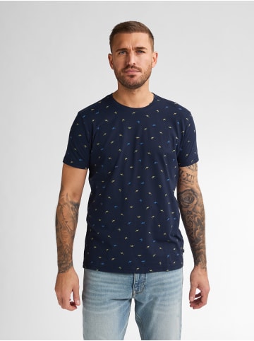 Petrol Industries T-Shirt mit Allover-Muster Gulfcrest in Blau