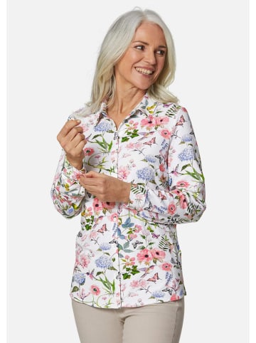 GOLDNER Jerseybluse Ausdrucksstarke Jerseybluse mit Stretchanteil in rosé / weiß / gemustert