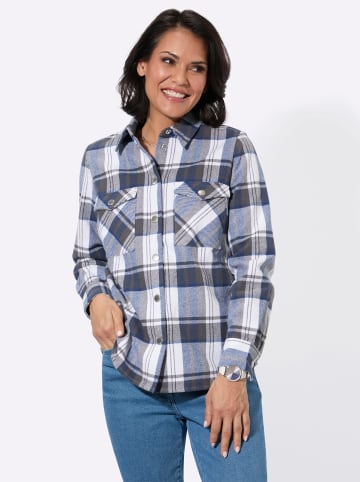 WITT WEIDEN Flanell-Bluse in jeansblau-anthrazit-kariert