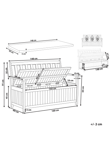 Beliani Gartenbank SOVANA in Braun/Beige - (W) 160 x (H) 91 x (L) 60 cm
