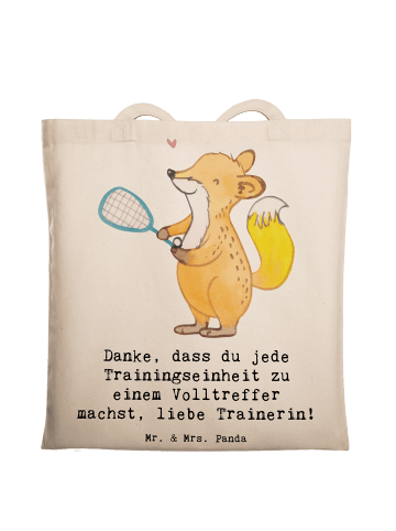 Mr. & Mrs. Panda Tragetasche Squash Trainerin Danke mit Spruch in Creme