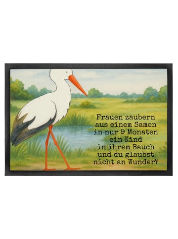 Mr. & Mrs. Panda fußmatte Storch Design mit Spruch in Weiß