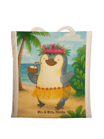 Mr. & Mrs. Panda Shopping Bag Pinguin Kokosnuss Design ohne Spruch in Weiß