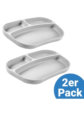 MiaMia Esslern-Teller aus Silikon 2er Pack - Gr in grau