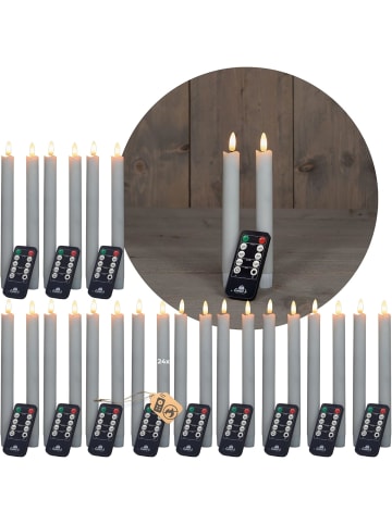 Novaliv LED Stabkerzen 24 Stück ECHTWACHS WEISS - mit Timer Funktion 6 Stunden in Weiß