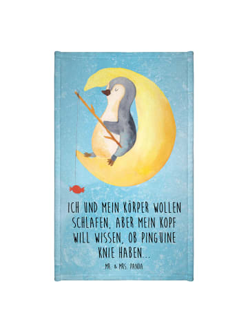 Mr. & Mrs. Panda Handtuch Pinguin Mond mit Spruch in Eisblau