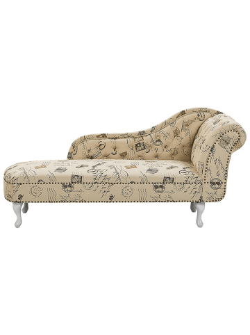 Beliani Chaiselongue NIMES in Beige/Weiß - (W) 169 x (H) 79 x (L) 65 cm rechtsseitig