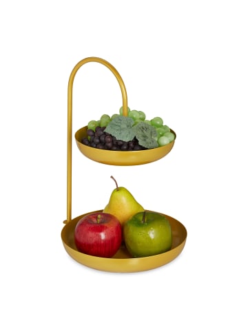 relaxdays Obst Etagere in Gold - (B)23 x (H)31 x (T)20 cm