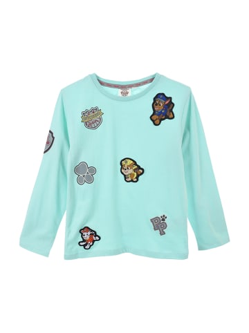 Paw Patrol Langarmshirt Chase, Marshall und Rubble in Türkis