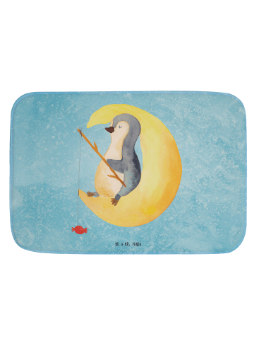 Mr. & Mrs. Panda Badteppich Pinguin Mond ohne Spruch in Eisblau