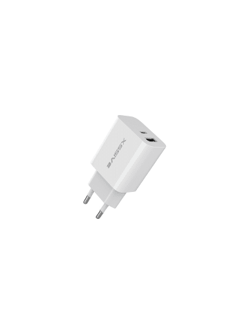 COFI 1453 Dual Port Wandladegerät PD20W/QC18W, Schnelladung 3A USB-A & USB-C in Weiß