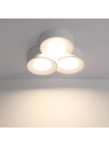 ZMH Deckenleuchte in weiß 3-flammige GX53 mit Gips Lampenschirm rund Modern