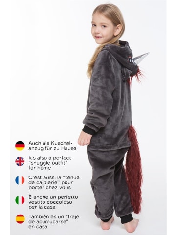 Corimori Onesie Kostüm in Anthrazit/lila