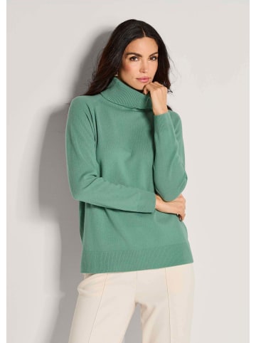 MADELEINE Rollkragenpullover mit Rippstrick-Details in hellsalbeigrün