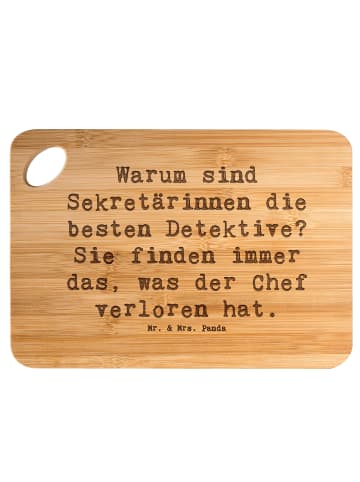 Mr. & Mrs. Panda Küchenbrett Spruch Sekretärin Detektiv mit Spruch in Braun