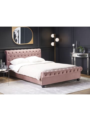 Beliani Doppelbett AVALLON in Rosa/Schwarz - (W) 172 x (H) 94 x (L) 233 cm