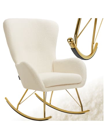 tectake Schaukelstuhl   Swing, 70 x 93 x 100 cm, Belastbarkeit 120 kg, creme/gold
