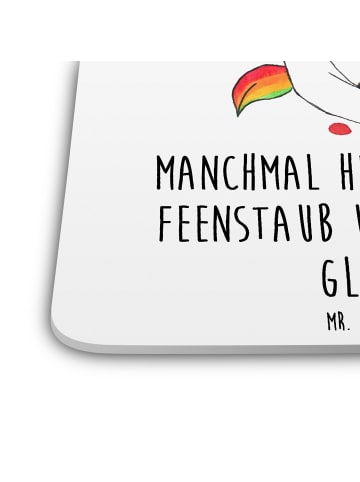 Mr. & Mrs. Panda Untersetzer Einhorn Traurig mit Spruch in Weiß