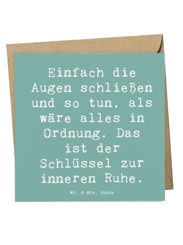 Mr. & Mrs. Panda Faltkarte Spruch Innere Ruhe mit Spruch in Meeresbrise