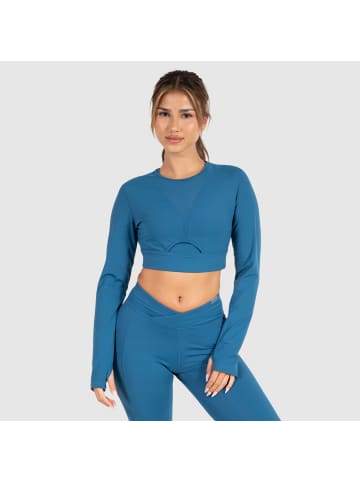 SMILODOX Crop Longsleeve Fastlane in Dunkelblau