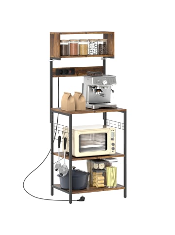 HOMCOM Küchenregal-60L x 42B x 153H cm-Rustikal-Braun