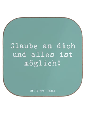 Mr. & Mrs. Panda Glas-Untersetzer Spruch Vertrauen in eigene Fäh... in Meeresbrise