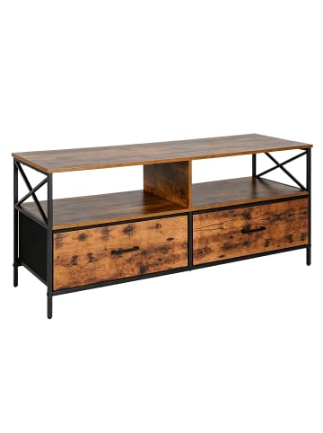 relaxdays TV Lowboard in Braun/ Schwarz - (B)120 x (H)50 x (T)40 cm