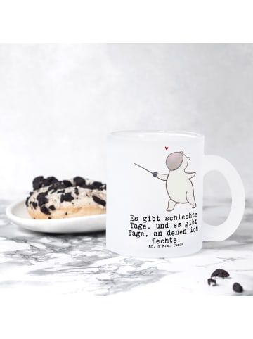 Mr. & Mrs. Panda Teetasse Panda Fechten mit Spruch in Transparent