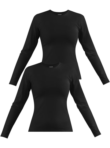 Janice 2 x Damen Langarmshirt hochgeschlossen Niska in Schwarz
