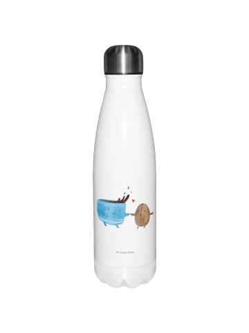 Mr. & Mrs. Panda Thermosflasche Kaffee Bohne ohne Spruch in Weiß