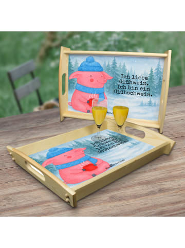 Mr. & Mrs. Panda Sofa Tablett Schwein Glühwein Design mit Spruch in Weiß