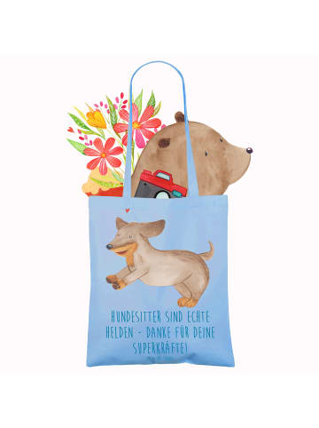 Mr. & Mrs. Panda Canvas Tasche Hundesitter Helden mit Spruch in Sky Blue