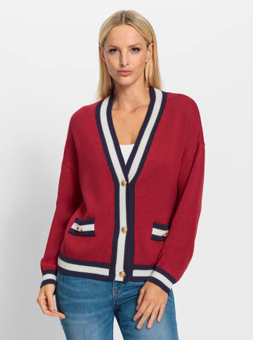 Heine Strickjacke in rot-marine-gemustert
