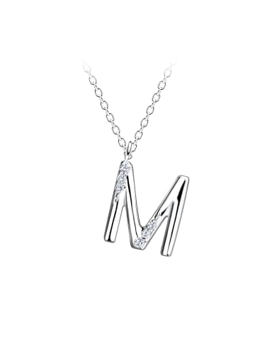 Alexander York Kette mit Buchstabenanhänger M aus 925 Sterling Silber, 2-tlg. in silber