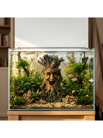 relaxdays Aquarium Deko "Baum mit Gesicht" in Braun - (B)12 x (H)23 x (T)11 cm