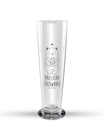 Mr. & Mrs. Panda Bierglas Bär Baby mit Spruch in Transparent