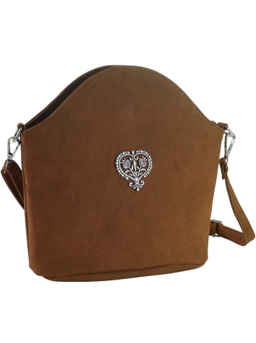 tectake Schicke Trachtenhandtasche in Wildlederoptik, braun