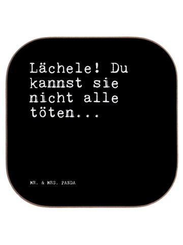 Mr. & Mrs. Panda Bierdeckel Lächele! Du kannst sie... mit Spruch in Schwarz