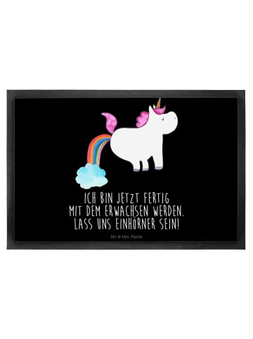 Mr. & Mrs. Panda Eingangsteppich Einhorn Pupsen mit Spruch in Schwarz