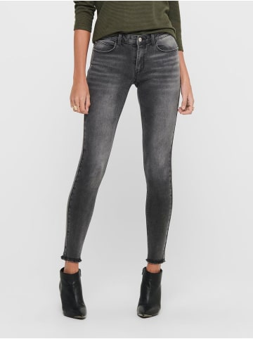 JACQUELINE de YONG Skinny Fit Jeans Ankle Cut JDYSONJA Stretch Hose mit Fransen in Dunkelgrau