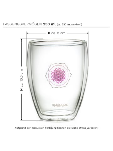 Creano 2er Set Thermoglas "Blume des Lebens" - 250ml Glas
